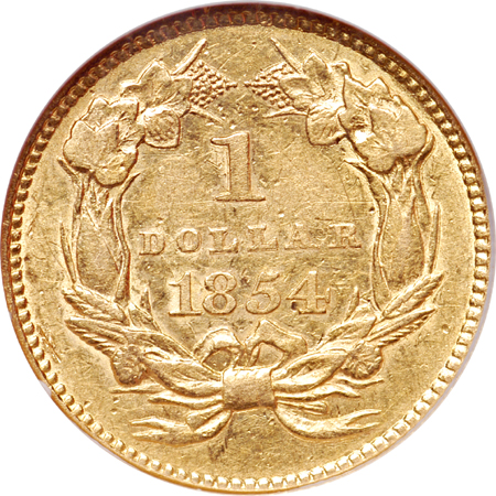 1854 Type 2. NGC AU-58.