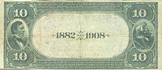 1882 $10.00. Wadsworth, OH Charter# 5870 Date Back. VF.