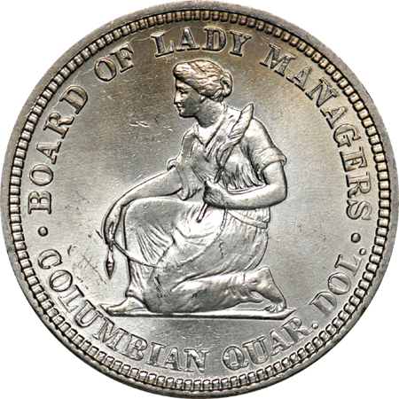 1893 Isabella Quarter. MS-60 Cleaned.