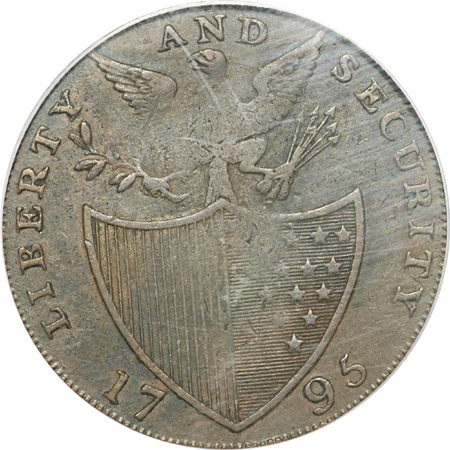 1795 Washington Liberty and Security Cent, London Edge PCGS VF-35.