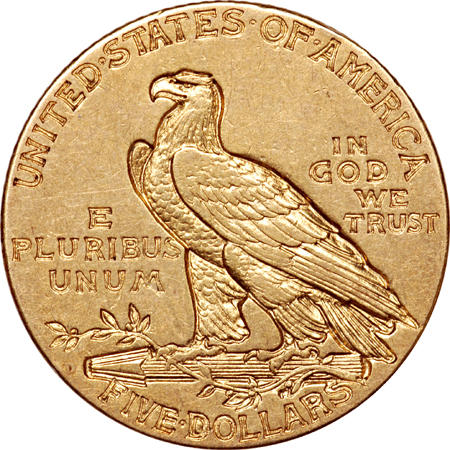 Four Indian Head Half Eagles.