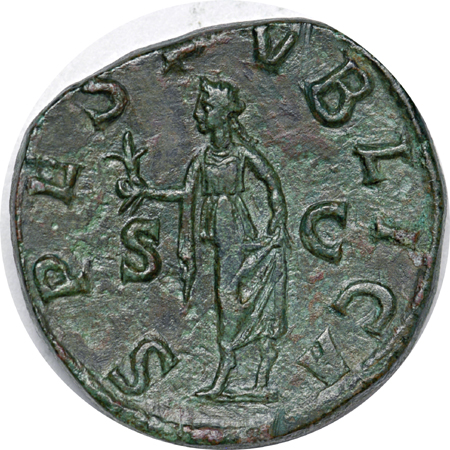 Sestertius of Roman Emperor Severus Alexander.