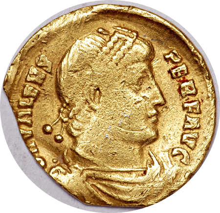 Gold Solidus of Roman Emperor Valens.