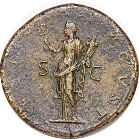 Sestertius of the Roman Emperor Trajan.