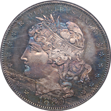 1880 $1 Goloid Metric Dollar, J-1651, P-1851,  Low R-7. NGC PF-65.