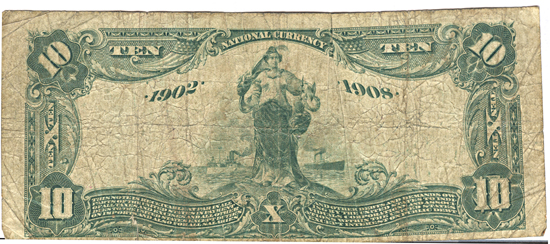 1902 $10.00. Spokane, WA Charter# 3409 Blue Seal Date Back. VG.