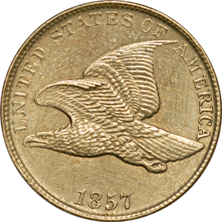 Two 1857 and an 1858 "small letter" Flying Eagle Cent.