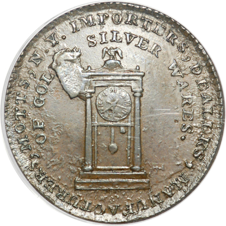 1789 Mott Token, Thick Plain Edge PCGS MS-62 BN.