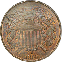 1865 PCGS MS-64RB.