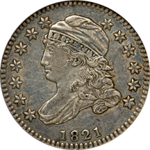 1821 Small Date JR-9 NGC AU-55.