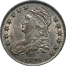 1821 O-105 PCGS AU-53.