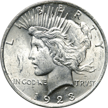 Roll of 1923 Peace Dollars.  Unc.