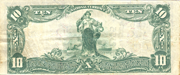 1902 $10.00. Rock Island, IL Charter# 2155 Blue Seal. VF.