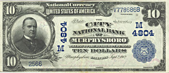 1902 $10.00. Murphysboro, IL Charter# 4804 Blue Seal. AU.