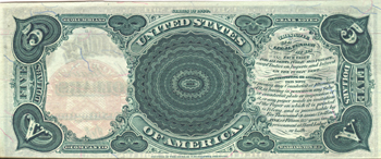 1880 $5.00.  Large Seal Blue Numbers. CHCU.