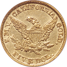 1849 MOFFAT. PCGS AU-53.