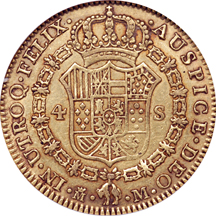 Spain: 1788-M 4-escudo. NGC EF-45