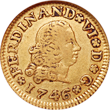 1746-S PJ ½ escudo KM-10.3. ANACS VF-30