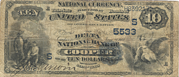 1882 $10.00. Cooper, TX Charter# 5533 Date Back. VG.