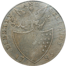 1795 Washington Liberty and Security Cent, London Edge PCGS VF-35.