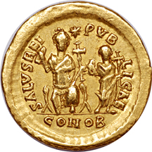 Gold Solidus of Eastern Roman Emperor Theodosius II.