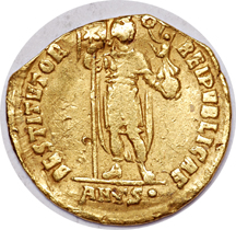 Gold Solidus of Roman Emperor Valens.