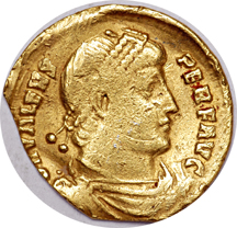 Gold Solidus of Roman Emperor Valens.