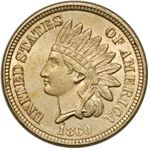 1859 VF-30 and 1860 MS-63+ Indian Cents.