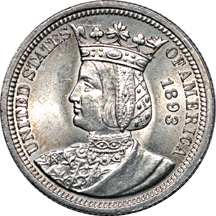 1893 Isabella Quarter. MS-60 Details, Altered Surfaces.