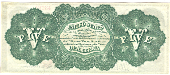 1862 $5.00.  CHCU.