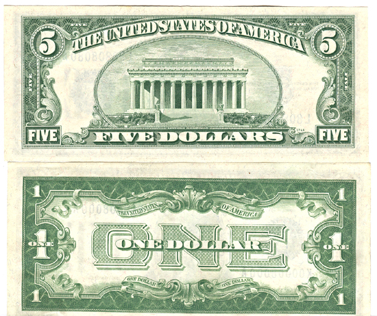 Pair of Fancy Serial Number Silver Certificates.