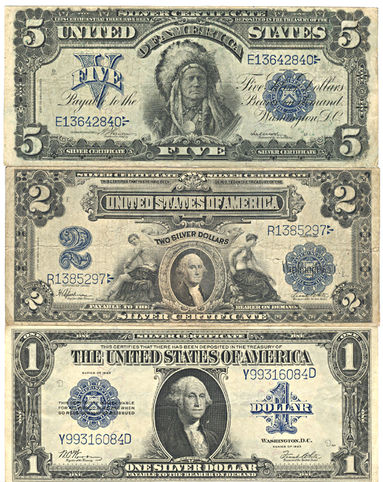 Three Large Size Silver Certificates.