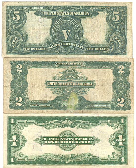 Three Large Size Silver Certificates.