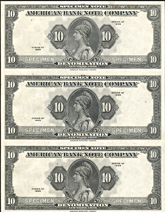 Five $10 Specimens from American Bank Note Company.  CHCU.