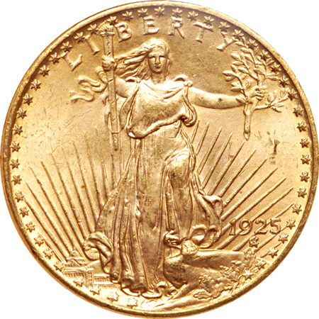 1924, 1925, 1926 and 1927 Saint-Gaudens double eagles, NGC MS-64