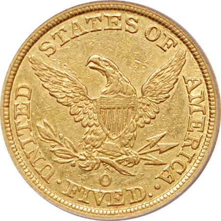 1844-O Coronet half-eagle, PCGS XF-45