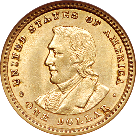 1905 Lewis and Clark commemorative gold dollar, NGC MS-62