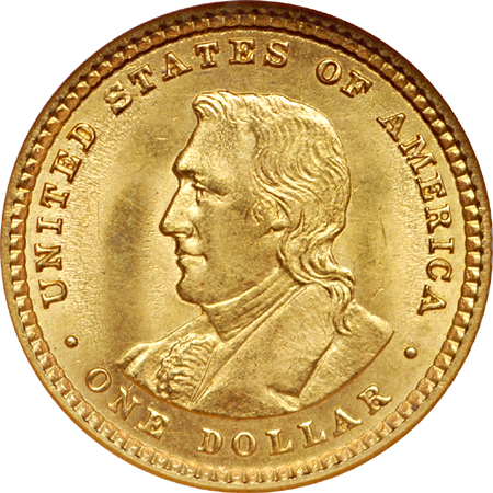 1905 Lewis and Clark commemorative gold dollar, NGC MS-64