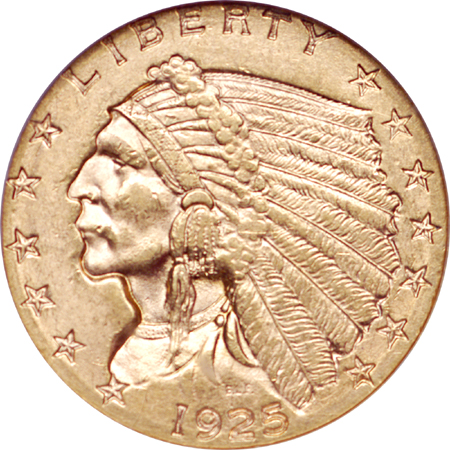 1925-D Indian quarter-eagle, NGC MS-62