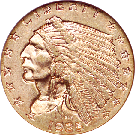 1925-D Indian quarter-eagle, NGC MS-62