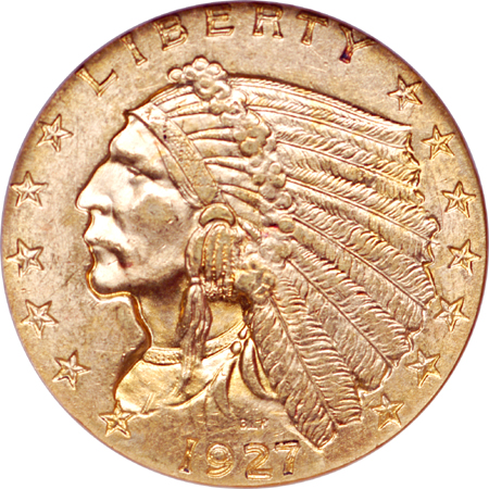 1927 Indian quarter-eagle, NGC MS-63