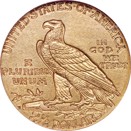 1911-D Indian quarter-eagle, NGC AU-58