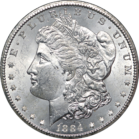 1883-CC and eight additional GSA Morgan dollars. Unc.