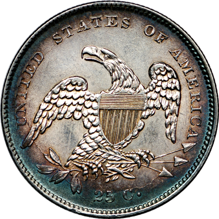 1831 B-1 R.3 Capped Bust quarter Unc. Details.