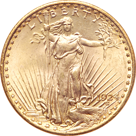 1924 Saint-Gaudens double-eagle, NGC MS-65