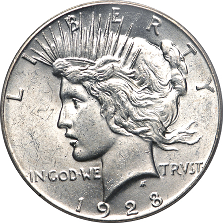 1928 Peace dollar, PCGS MS-61