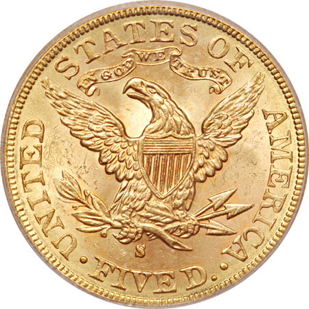 1886-S Coronet half-eagle, PCGS MS-64