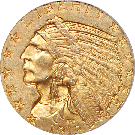 1913 Indian half-eagle, PCGS MS-63