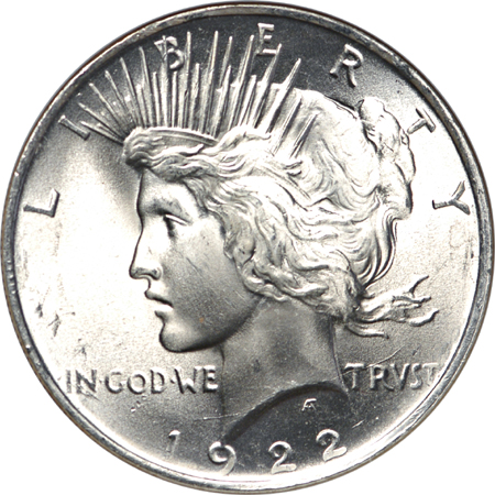 1922 Peace dollar, NGC MS-66