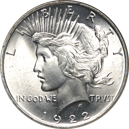 1922 Peace dollar, NGC MS-66